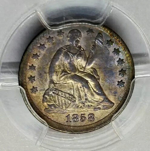 1858-P シーテッド リバティ シルバー ハーフダイム H10 PCGS MS63 表面に星がゴージャス！｜WORLD RESOURCE【KING店】
