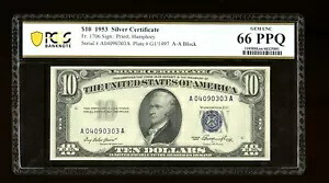 DBR 1953 $10 シルバー ジェム Fr. 1706 PCGS-B 66 PPQ シリアル A04090303A|WORLD RESOURCE【KING店】