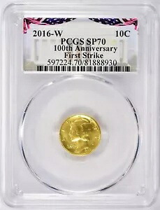 2016-W ファースト ストライク マーキュリー ダイム ゴールド PCGS SP70｜WORLD RESOURCE【KING店】 176,000円
