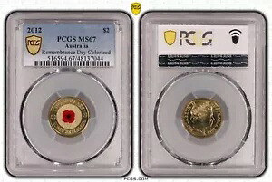 オーストラリア 2012 レッド ポピー $2 レギュラー ストライク コイン PCGS MS67 #7044