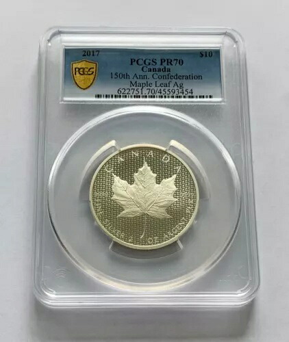 2017 カナダ $10 150 周年記念象徴的なメープル リーフ 2 オンス シルバー  PCGS PR70