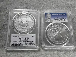 2016 W バーニッシュ SP70 & 2016 MS70 30 周年。シルバー イーグル デビッド ホール サイン入り PCGS｜WORLD RESOURCE【KING店】