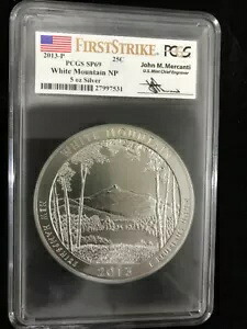 2013-P 25C ATB ホワイト マウンテン シルバー 5 オンス(PCGS SP69) フラッグラベル MT17969LP｜WORLD RESOURCE【KING店】