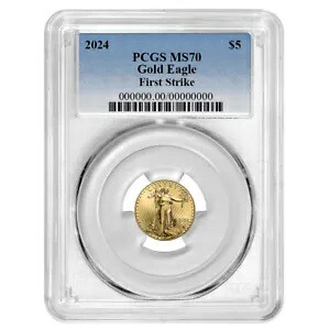 2024 $5 アメリカン ゴールド イーグル 1/10 オンス PCGS MS70 FS ブルーラベル｜WORLD RESOURCE【KING店】 165,550円
