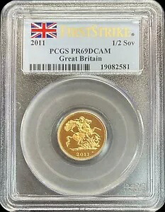 2011 ゴールド イギリス 1/2 ソブリン コイン PCGS プルーフ 69 ディープ カメオ ファースト ストライク｜WORLD RESOURCE【KING店】