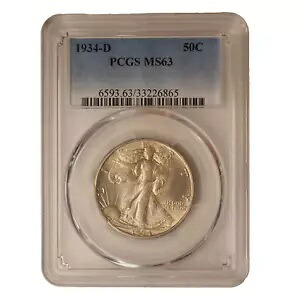 1934 D ウォーキング リバティ ハーフダラー ** PCGS MS63 ** 素敵なコイン** 送料無料 755|WORLD RESOURCE【KING店】
