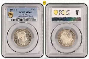 コイン シルバー ザクセン 2 マーク 1904 デス ゲオルグ PCGS MS66 宝石 nswleipzig｜WORLD RESOURCE【KING店】 228,250円