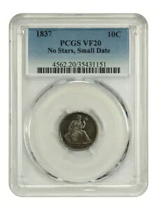 1837 10C PCGS VF20 (星なし、スモールデイト) - リバティ シーテッド ダイム｜WORLD RESOURCE【KING店】