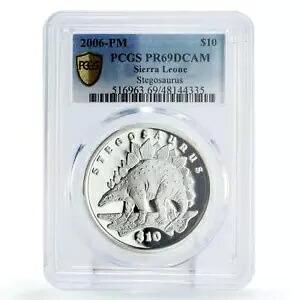 シエラレオネ 10 ドルステゴサウルス恐竜動物相 PR69 PCGS 銀貨 2006｜WORLD RESOURCE【KING店】