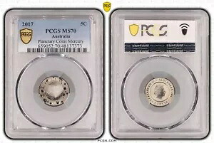 オーストラリア 2017 プラネタリー コイン マーキュリー 5c PCGS MS70 Eq トップ ポップ #7373