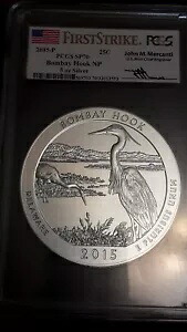 2015 P ボンベイ フック NP 5 オンス シルバー ATB 25c PCGS SP70 ファースト ストライク メルカンティ署名|WORLD RESOURCE【KING店】