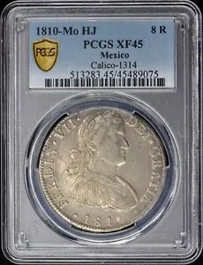 1810-Mo HJ メキシコ キャリコ - 1314 8 レアル PCGS XF45|WORLD RESOURCE【KING店】