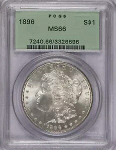 1896 シルバー モーガン $1 PCGS MS66。古いホルダー、緑色のインサート。送料無料。|WORLD RESOURCE【KING店】