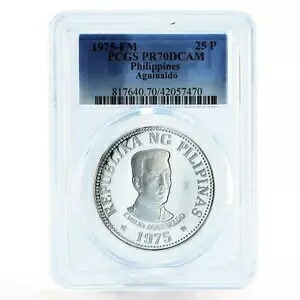 フィリピン 25 ピソ エミリオ アギナルド PR70 PCGS 銀貨 1975｜WORLD RESOURCE【KING店】 179,300円