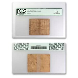 1769 2 シリング 6 ペンス ペンシルバニア 3/10/69 F-12 PCGS (Fr#PA-141) AP｜WORLD RESOURCE【KING店】 179,300円