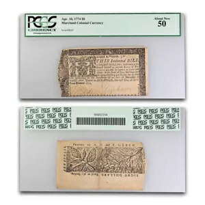 1774 $8 メリーランド州 1774/4/10 AU-50 PCGS (Fr#MD-70)｜WORLD RESOURCE【KING店】