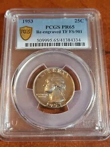 1953 ワシントン クォーター PCGS PR65 FS-901 再彫刻された尾羽のトーン｜WORLD RESOURCE【KING店】