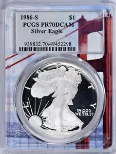 1986-S プルーフ シルバー イーグル シルバー ダラー PCGS PR70DCAM サンフランシスコ ホルダー|WORLD RESOURCE【KING店】