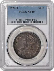 1824/4 バスト ハーフダラー 50c PCGS XF40 - オリジナル! 185,900円