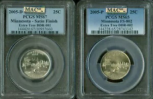 2005 P DDR ミインネソタ 8 コイン エクストラ ツリー セット クォーター PCGS MS64 MS67 MAC スポットレス