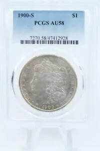 1900-S PCGS AU58 モルガン ドル ビジネス ストライキ