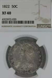 1822 50C NGC XF 40 1800 年代のキャップ付きバスト ハーフダラー ミス リバティ、バスト