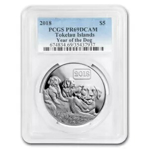 2018 トケラウ 1 オンス シルバー 戌年 PR-69 PCGS .999 シルバー コイン 185,350円