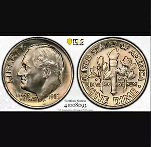 1982 No-P PCGS MS65FB ?? Mintmark 10c なし ? フルバンド ? プリティールーズベルトダイム ?? 184,800円