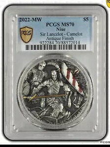 PCGS MS70 2022 ニウエ キャメロット サー ランスロット 2オンス シルバー アンティーク コイン ミンテージ 500
