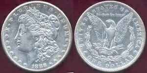 1886-S $1-軽くクリーニング済みのシルバー モーガン ドル++