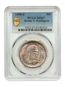1950-S 50C ブッカー T. ワシントン PCGS MS67