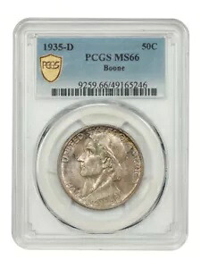 1935-D 50C ブーン PCGS MS66 - クラシック シルバー 記念品 - 低造幣品|WORLD RESOURCE【KING店】