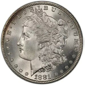 モーガン シルバー ダラー 1881 PCGS MS 65 未流通 90% シルバー $1 コイン｜WORLD RESOURCE【KING店】