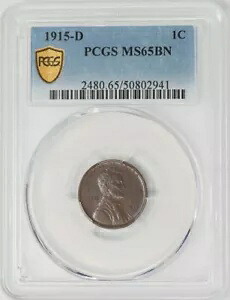 1915-D リンカーン セント 1c MS65 BN セキュア PCGS 949127-2｜WORLD RESOURCE【KING店】