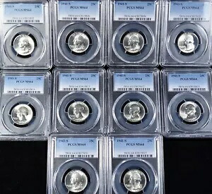 ロット (10) 1941 S ワシントン クオーター、すべて PCGS MS 64 明らかな素晴らしいグループ｜WORLD RESOURCE【KING店】