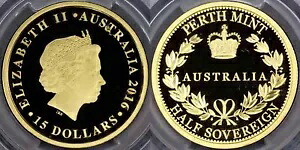 オーストラリア 2016 年パース造幣局「ハーフ ソブリン」15 ドル - PCGS PR69DCAM｜WORLD RESOURCE【KING店】