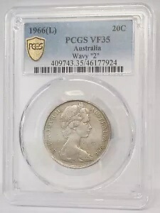 オーストラリア 1966 20 セント "ウェイビー 2" PCGS グレード チョイス VF35 レア コイン #1｜WORLD RESOURCE【KING店】