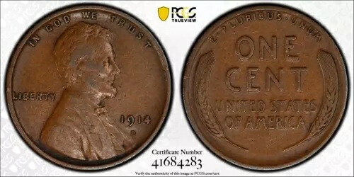 1914-D リンカーン ウィート ペニー セント 1C PCGS VERY FINE 30 VF30 タイプ 1、ウィート リバース|WORLD RESOURCE【KING店】