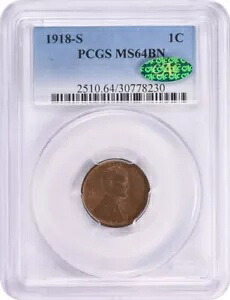 1918-S リンカーン セント MS64BN PCGS (CAC)|WORLD RESOURCE【KING店】