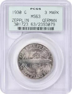 1930 G ドイツ 3 マーク ツェップリン KM67 MS63 PCGS｜WORLD RESOURCE【KING店】
