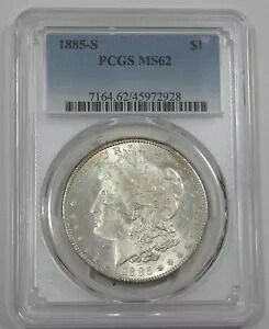 1885-S モルガン ドル認定 PCGS MS 62 シルバー ドル プルーフライク リバース｜WORLD RESOURCE【KING店】