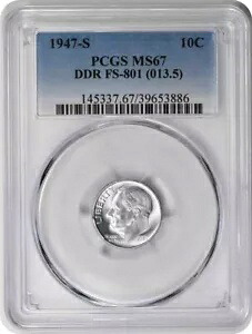 1947-S ルーズベルト ダイム DDR FS-801 MS67 PCGS|WORLD RESOURCE【KING店】