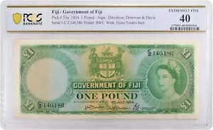 1954 フィジー 1 ポンド ピック #53a EF40 PCGS|WORLD RESOURCE【KING店】