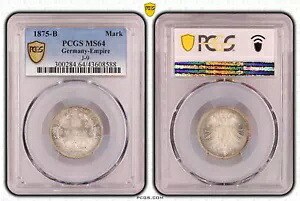 1 マーク コイン J.9 1875 B PCGS 認定 PCGS MS64 81211-