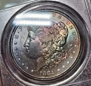 1881 S モーガン シルバー ダラー PCGS MS63 CAC 両面レインボー トーン インゲン 195,800円