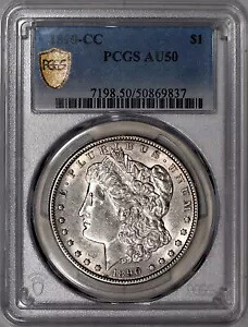 1890-CC モーガン シルバー ダラー $1 PCGS AU50 - 素晴らしい光沢!
