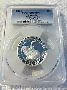 2020-P オーストラリアン スワン 5 オンス シルバー HR プルーフ コイン-PCGS PR70DCAM-MINTAGE 500