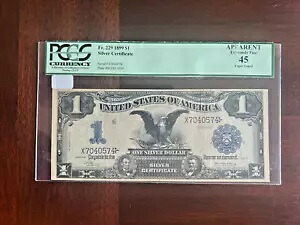 1899 $1 シルバー証明書ブラック イーグル Fr 229 PCGS 通貨 EF 45 グレート シリアル番号