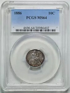 1886 10C シーテッド リバティ ダイム MS64 PCGS 30986402 195,800円