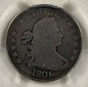 1806 25c ドレープバストクォーター。 PCGS の詳細。